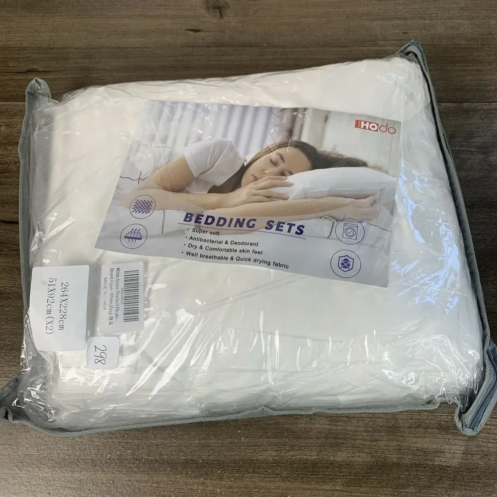 HOdo Home Bedding Pinched Pleated Duvet Cover - White King Bedding Sets